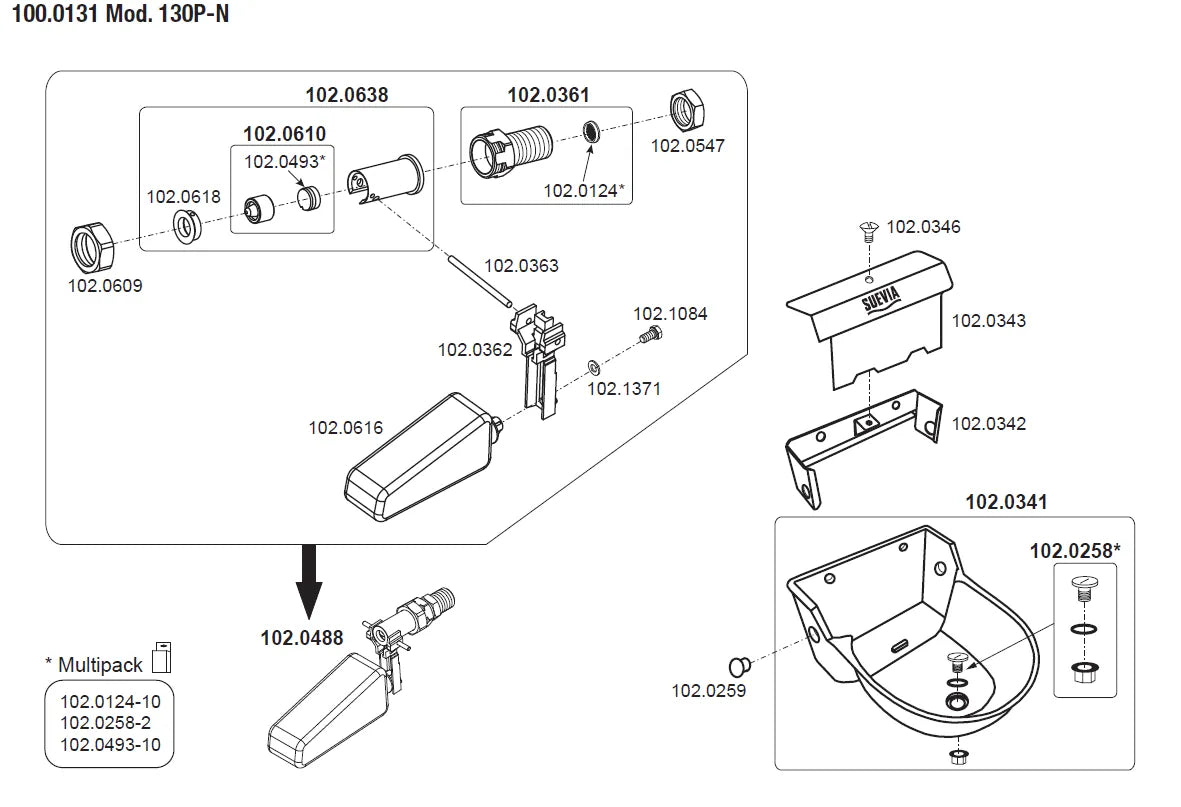 Schwimmerventil-Becken Mod. 130PN mit Niederdruckventil