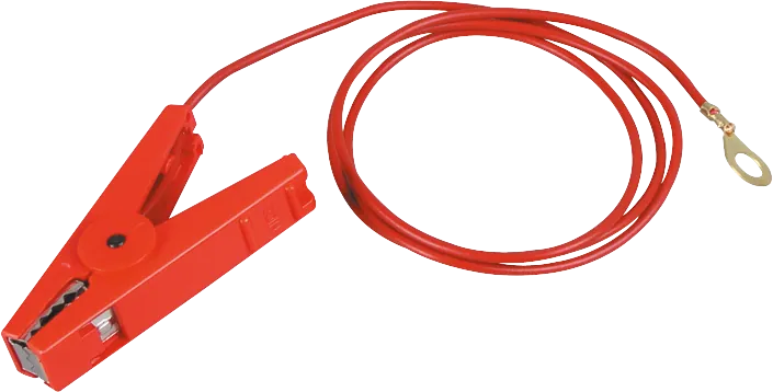 Zaunanschlußkabel, rot, mit Edelstahlklemme und 8 mm Ringöse