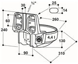 Edelstahl-Rohrventilbecken Mod. 1200 mit 3/4" Messingventil
