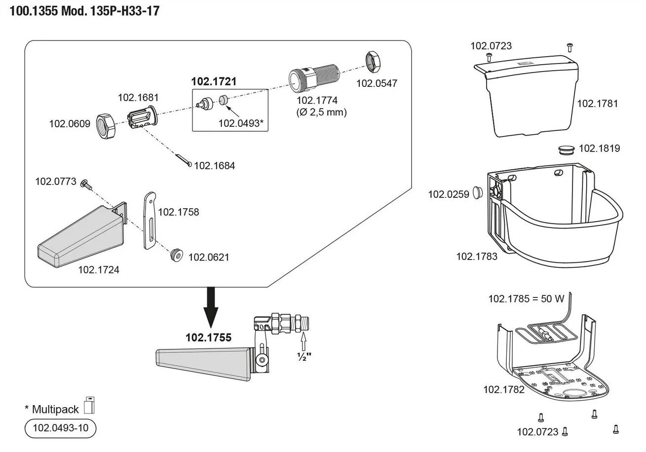 Schwimmerventil-Becken Modell 135PH Hochdruckventil, Inhalt 6 Liter