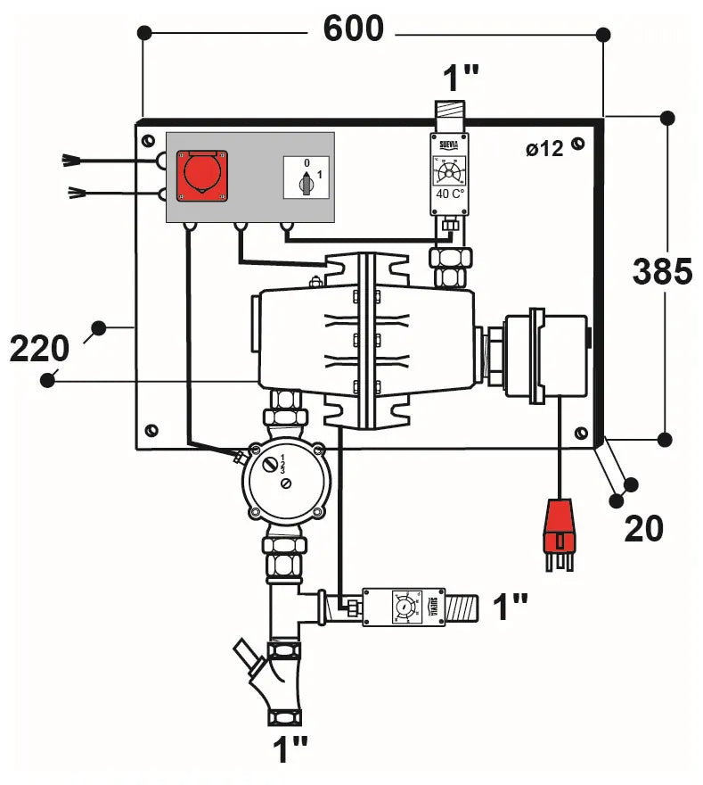 Umlaufheizsystem Mod. 311 mit Rücklauftemperatur-Steuerung