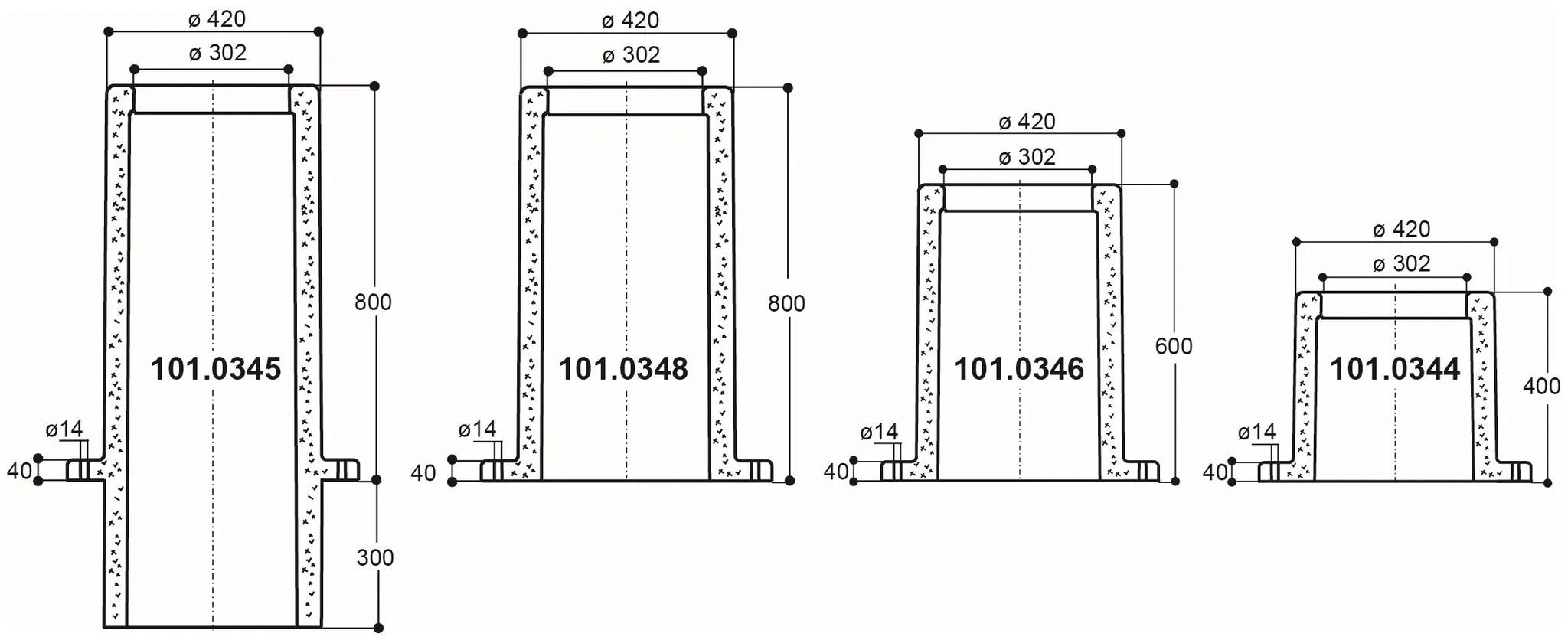 Thermo-Röhre 800 + 300 mm für Mod. 41A, 43A