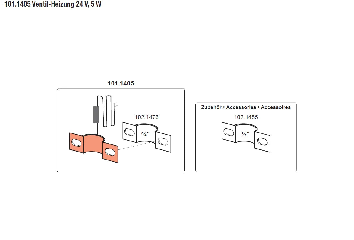 Ventil-Heizung 24 V, 5 W mit Thermostat, Kabel 3 m