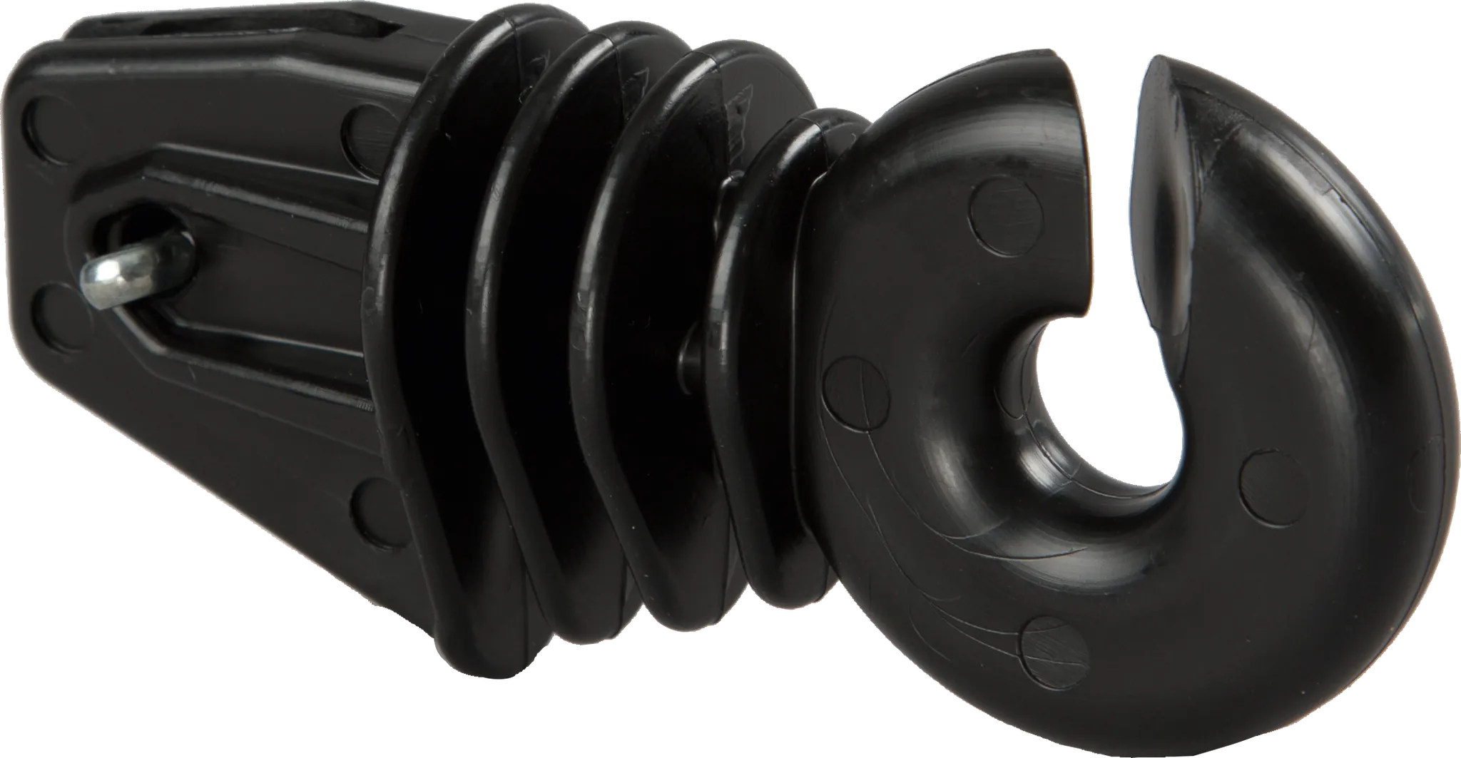 Ringisolator mit Splint, schwarz, für Winkelstahlpfähle (Eimer mit 100 Stück)