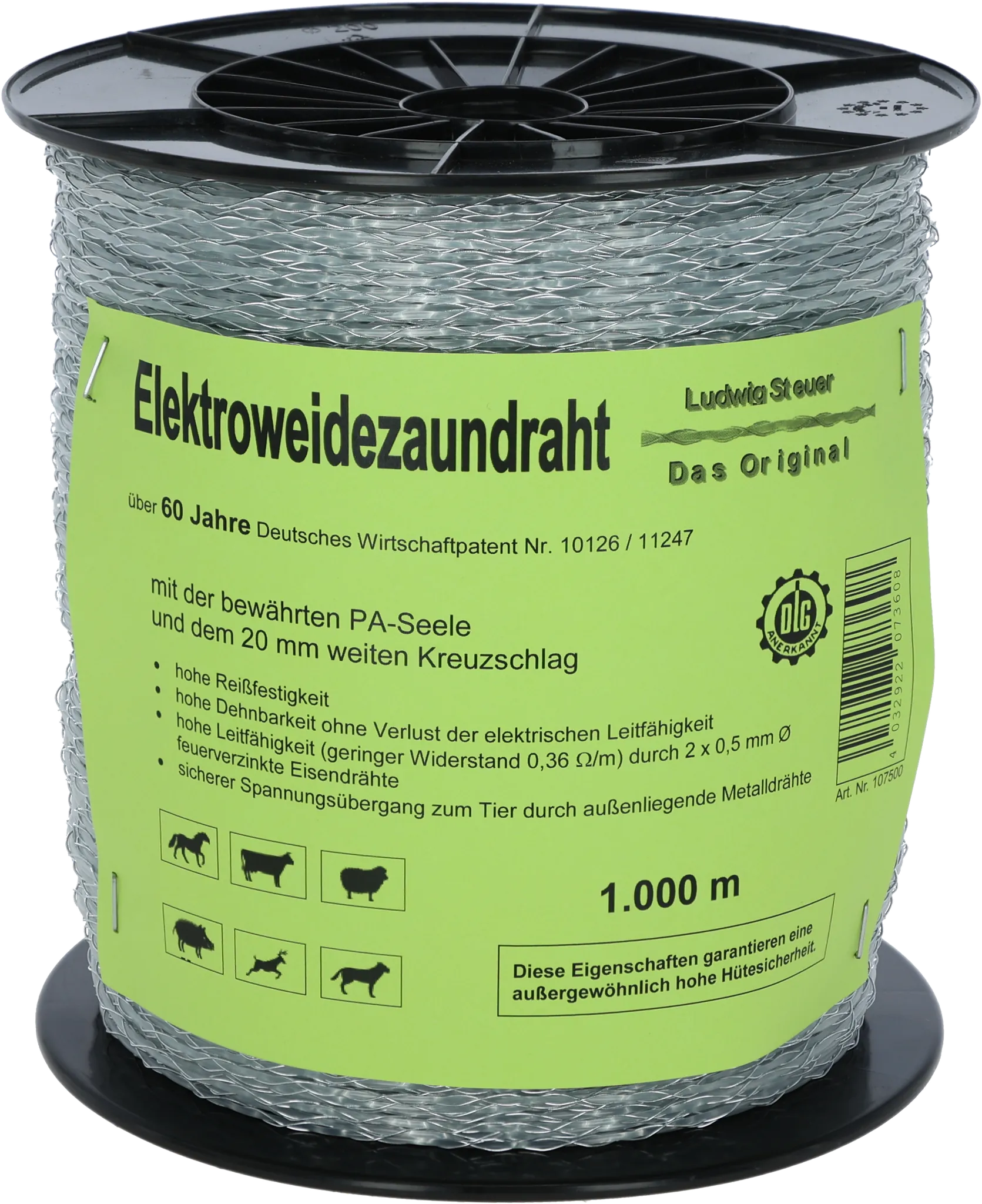Spezial-Kunststoffdraht, transparent, Nylonseele, 2 verz. Drähte, 1000 m Rolle