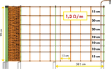 Elektrozaunnetz, 90 cm hoch, mit Doppelspitze, 50 m