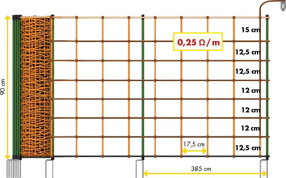 Tornado Elektrozaunnetz blau, h=108 cm, Einzelspitze, 50 m