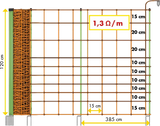 Elektrozaunnetz 120 cm hoch, mit Doppelspitze, 50 m