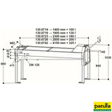 Schnellablauf-Trog, Edelstahl, 1,40 m, 100 l, Modell 6714, für Wandmontage, mit Stopfenhalter