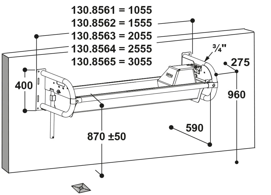 Flachschwenk-Trog 1,0 m - Inhalt 35 l für Wandmontage, Wanne und