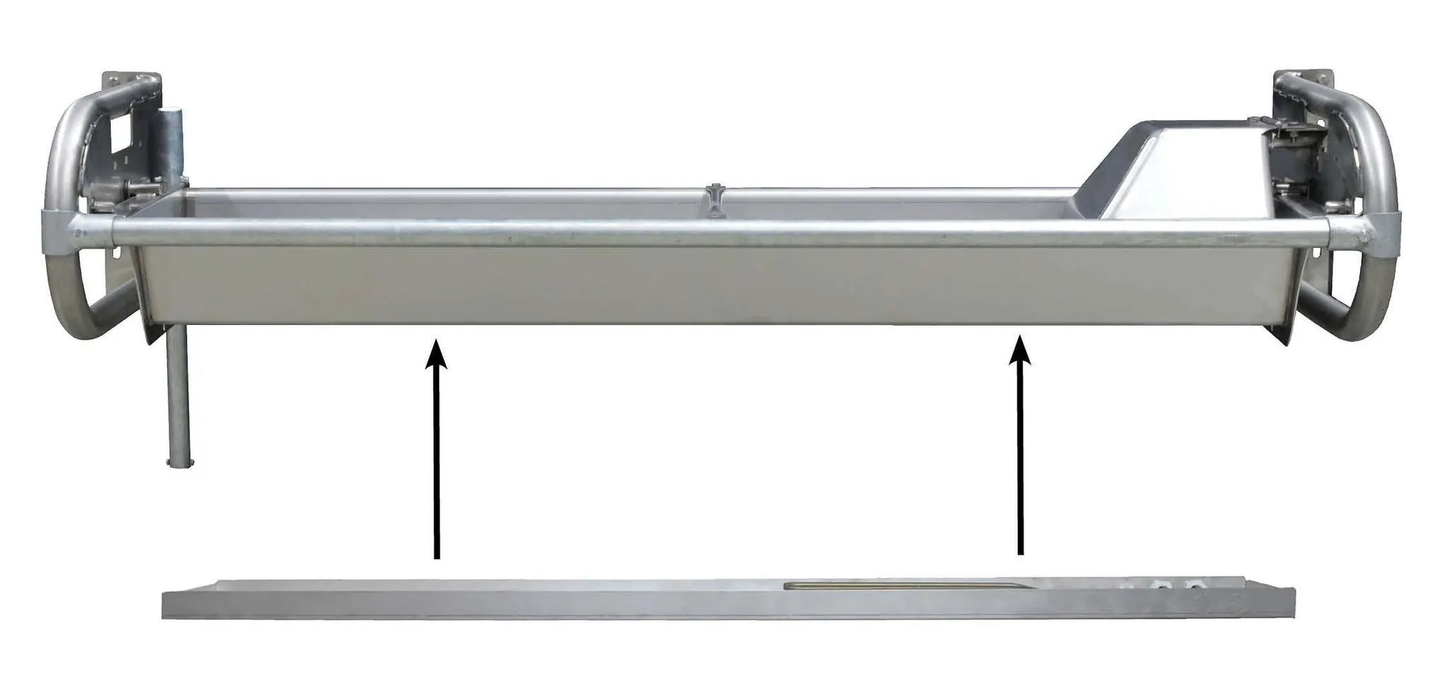 Flachschwenk-Trog 3,0 m - Inhalt 105 l für Wandmontage, Wanne und