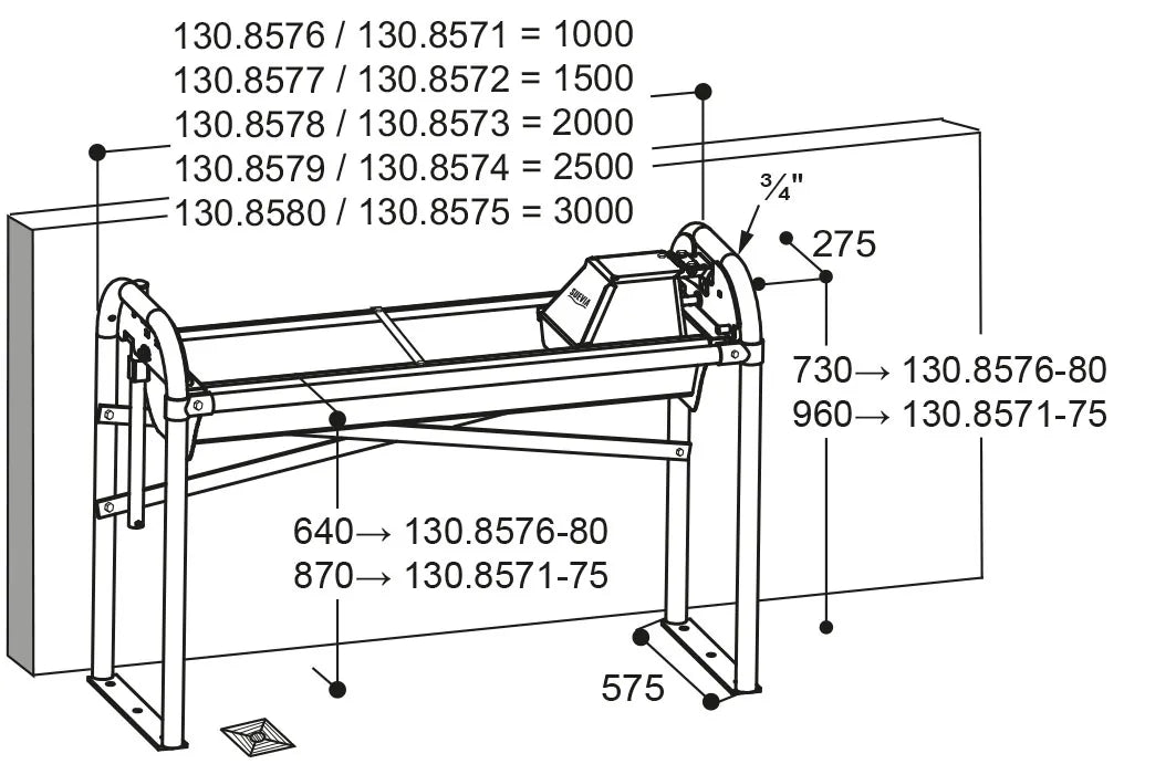 Flachschwenk-Trog 1,5 m - Inhalt 55 l für Bodenmontage, Wanne und