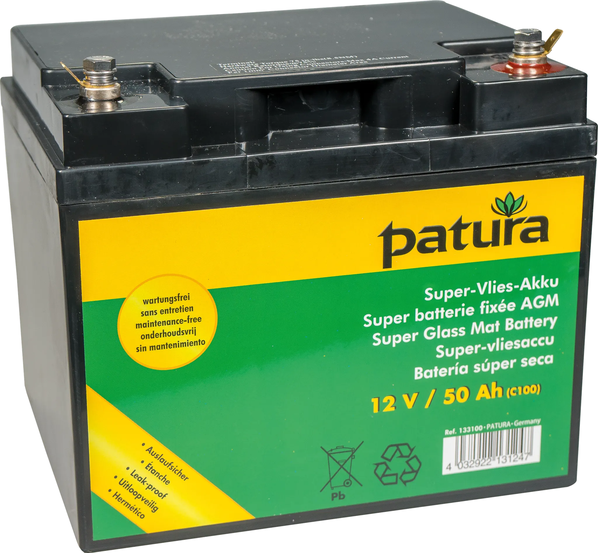 Super-Vlies-Akku 12 V / 50 Ah C100 wartungsfreie Vliesbatterie