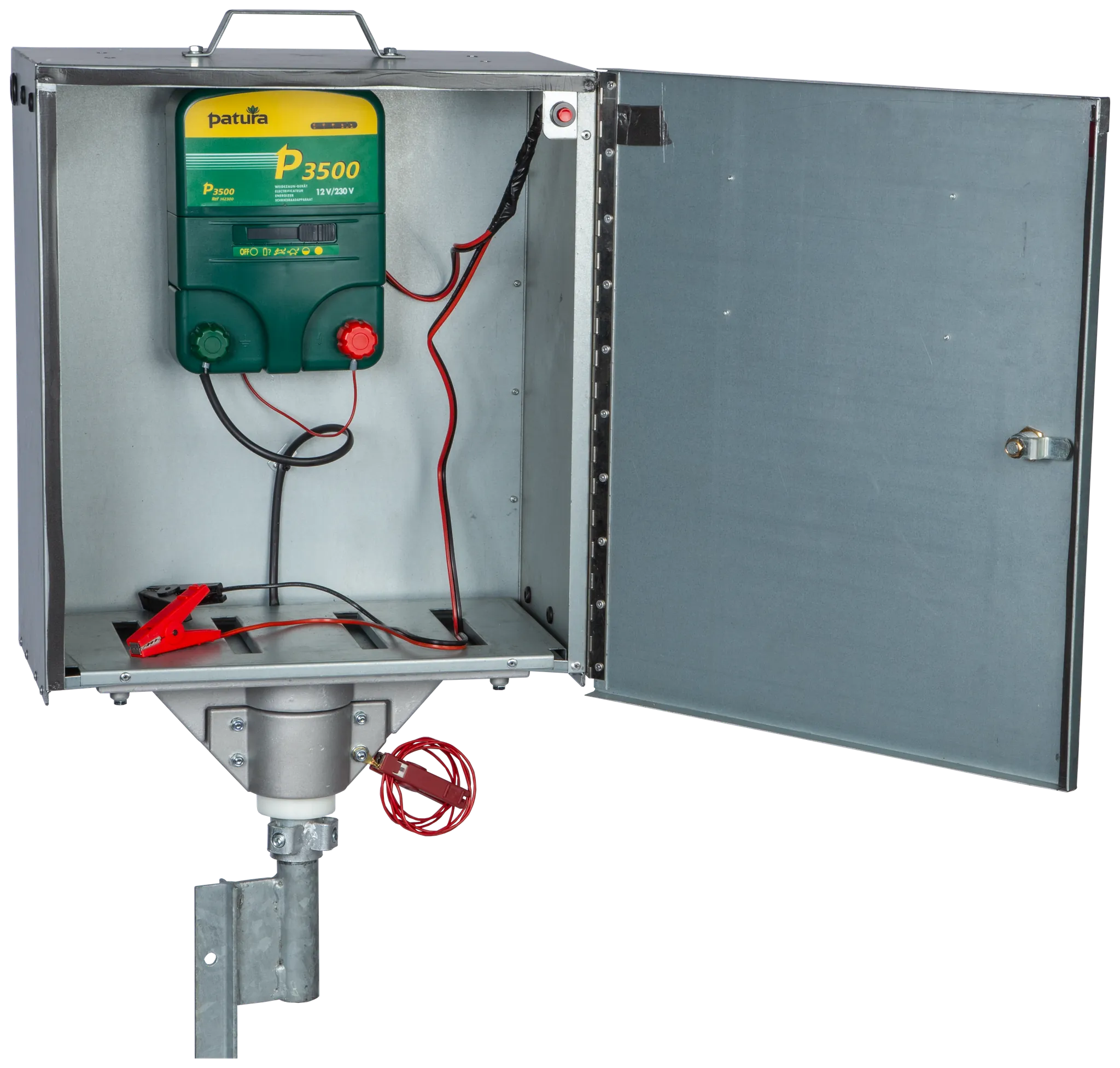 P3500 mit Sicherheitsbox, Erdstab, Super-Vlies-Akku 88 Ah und Solarmodul