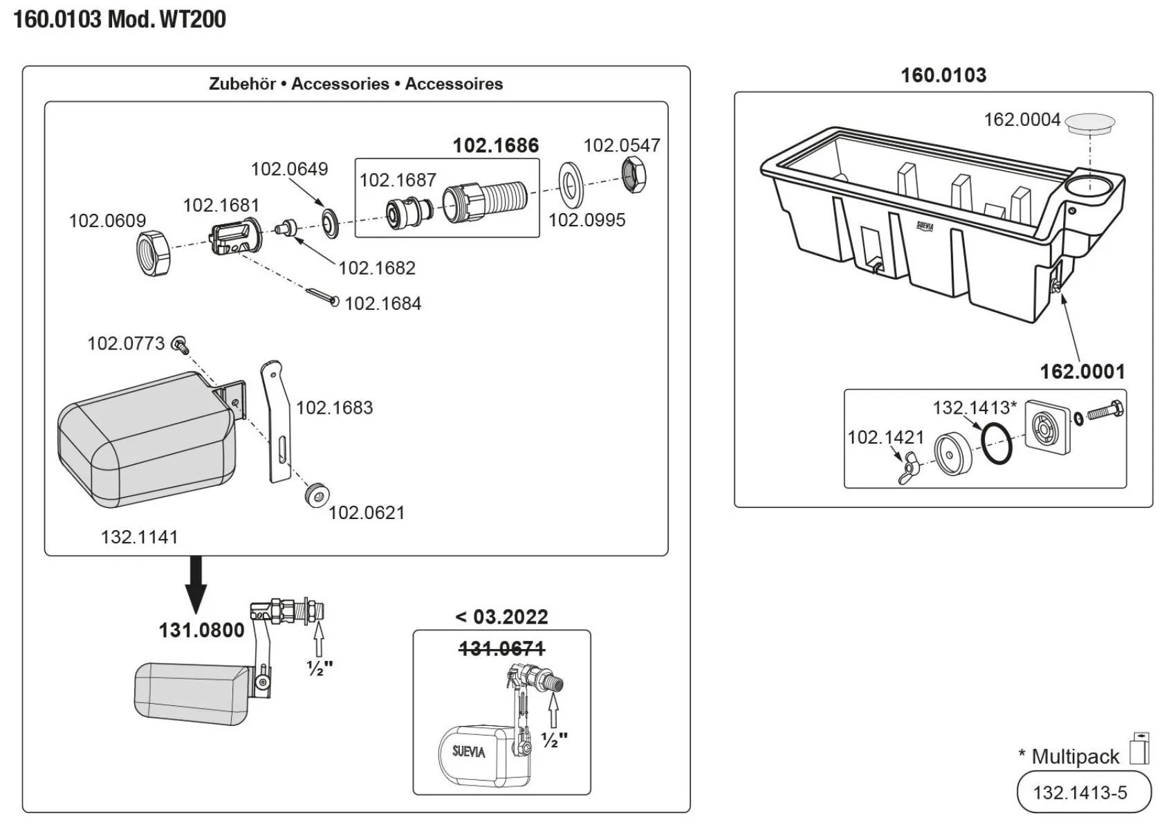 Weidetrog Mod. WT200 ohne Schwimmerventil