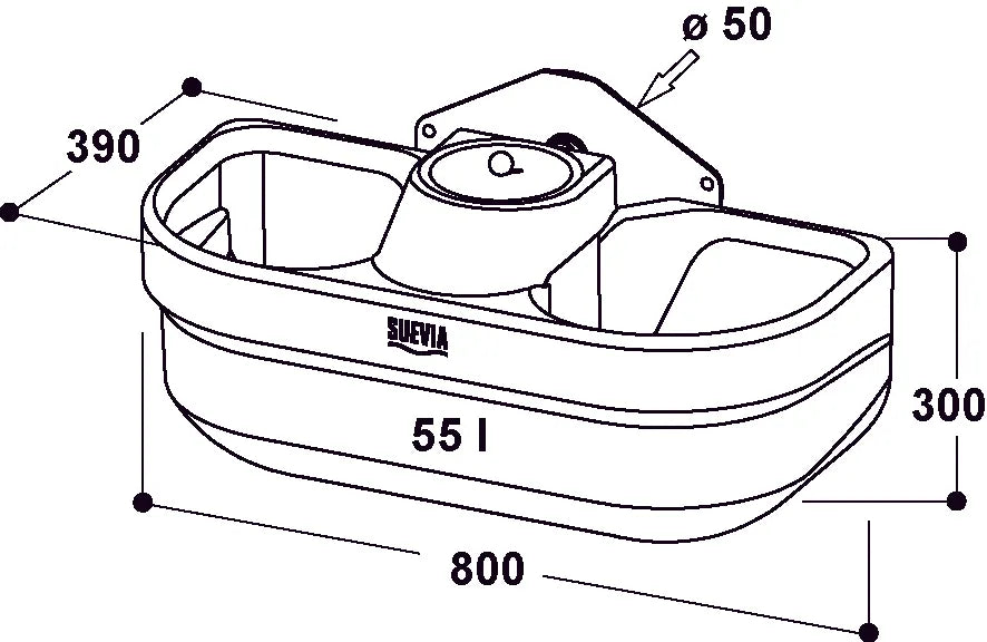 Anbau-Doppeltränke für Weidefäßer Modell FT55, Inhalt 55 Liter