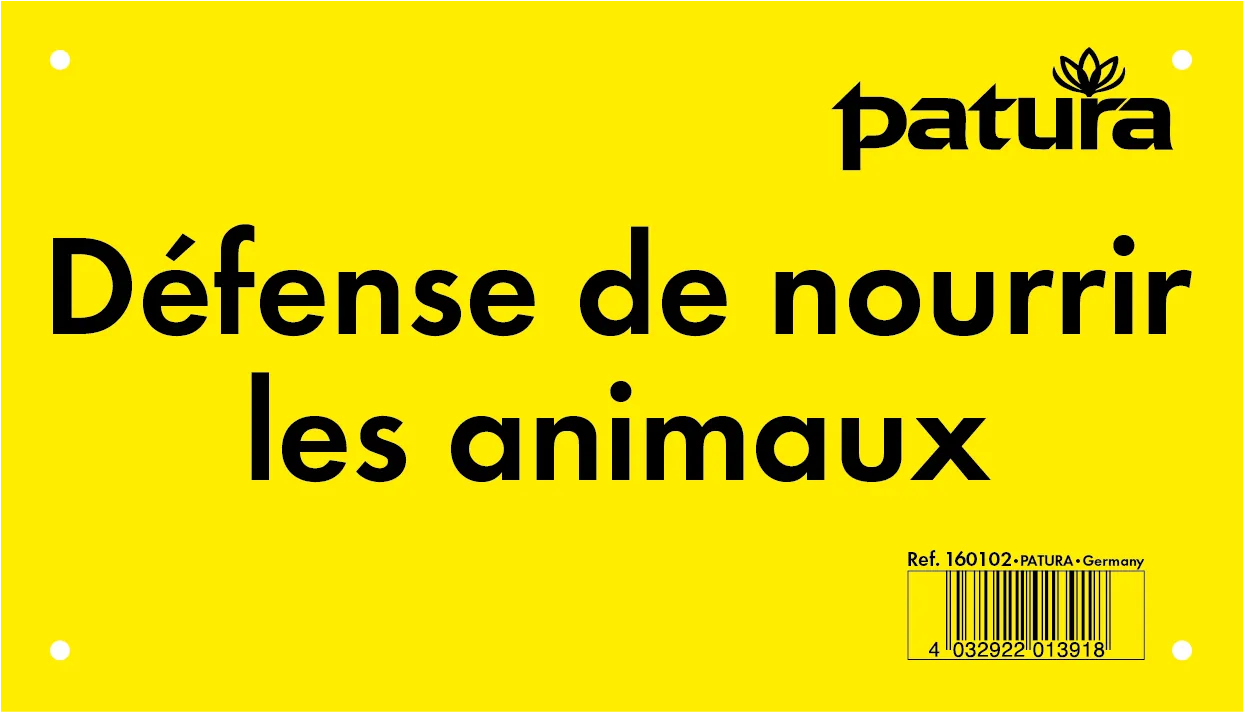 Warnschild, Tiere füttern verboten, Kunststoff -französisch-