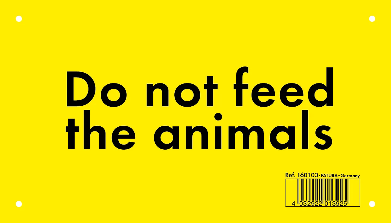 Warnschild, Tiere füttern verboten, Kunststoff -englisch-