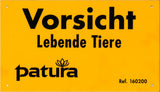 Warnschild, Vorsicht lebende Tiere, Kunststoff