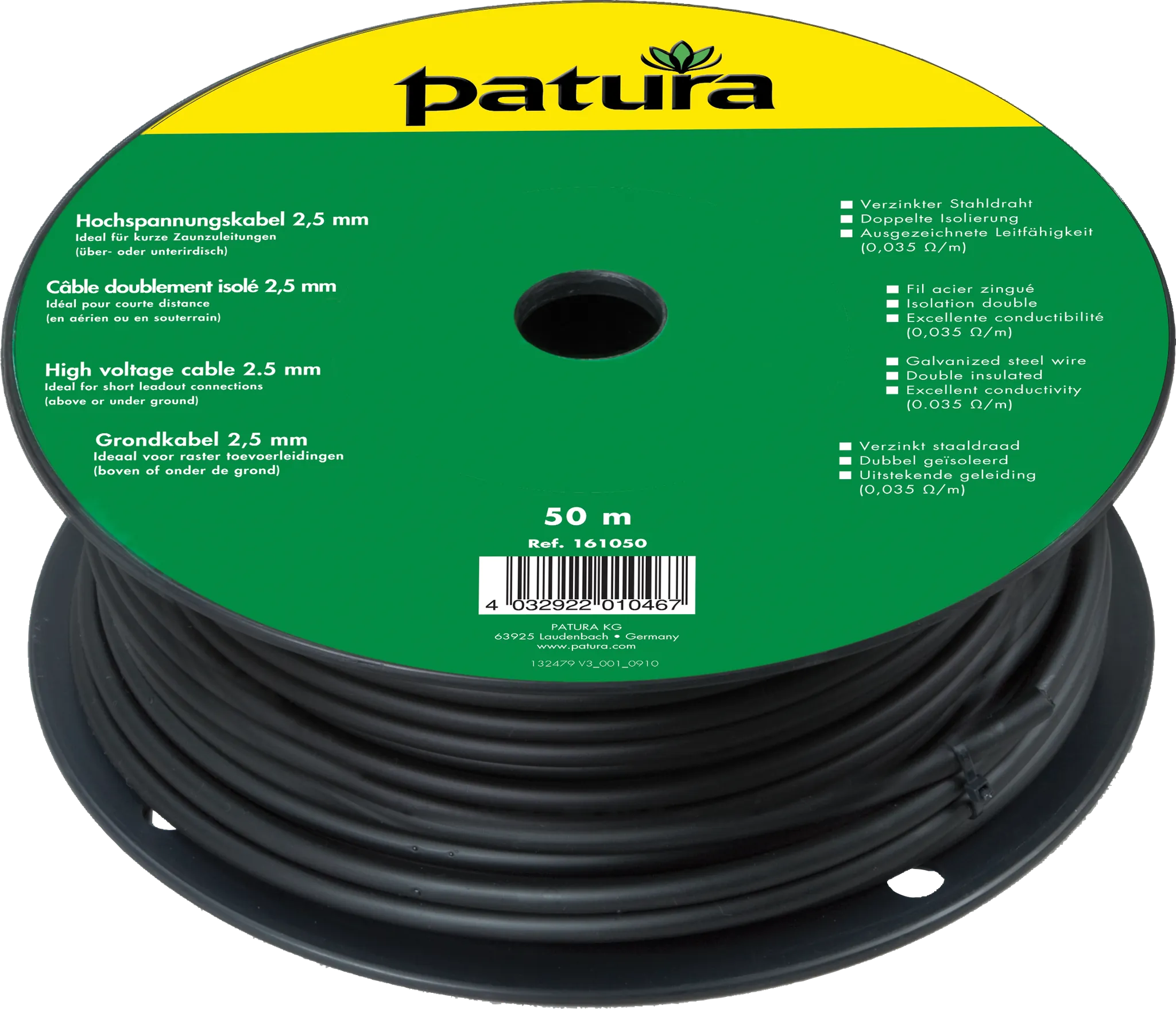 Hochspannungs-Elektrozaunkabel 2,5 mm 25 m Rolle