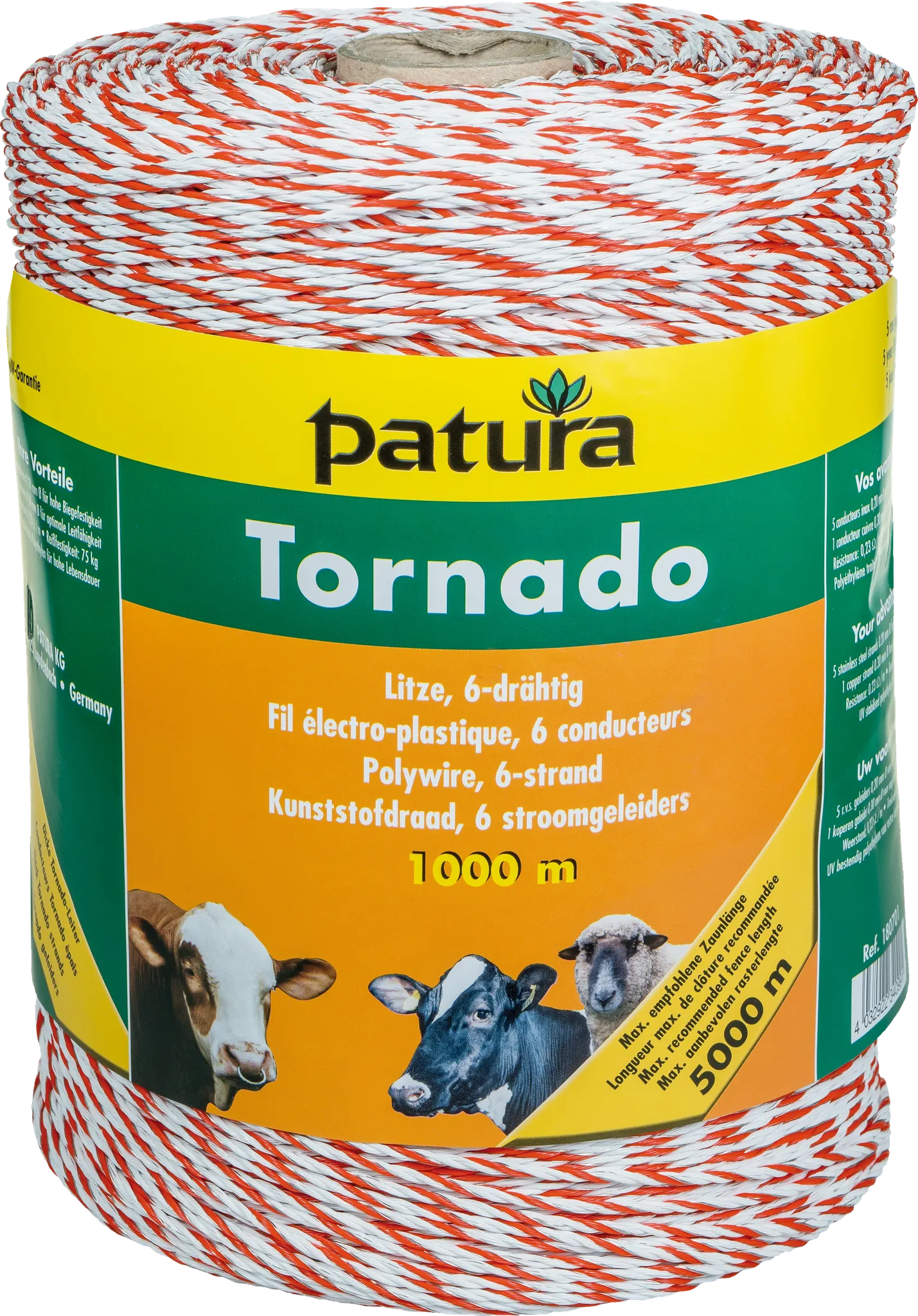 Tornado Litze, 1000 m Rolle weiss-orange 5 Niro 0,20 mm, 1 Cu 0,30 mm