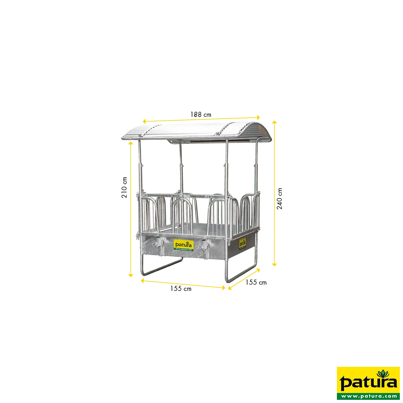 Viereckraufe mit Sicherheits- Palisadenfressgittern, 8 Fressplätze