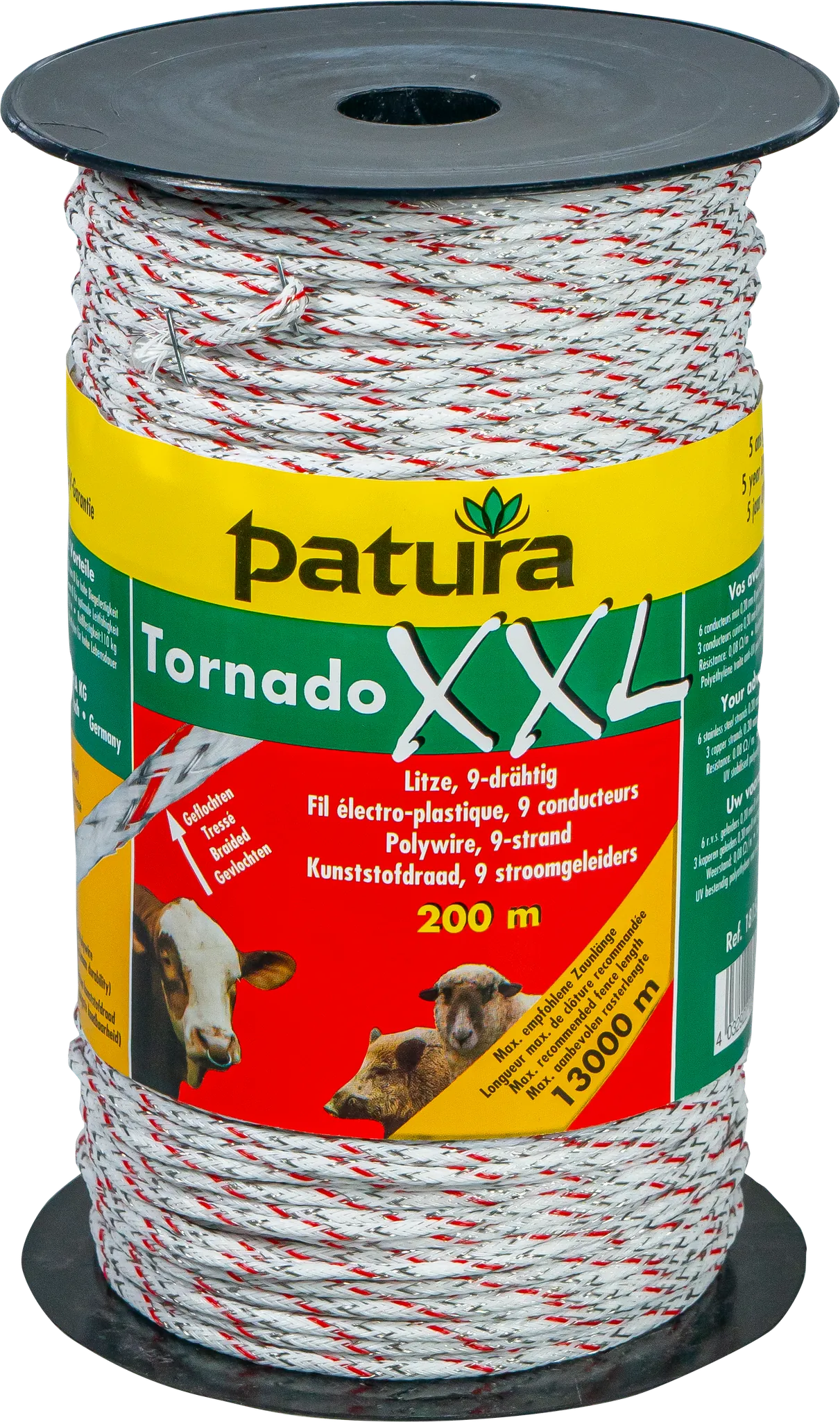 Tornado XXL Litze, 200 m Rolle geflochtene Litze, weiss-rot