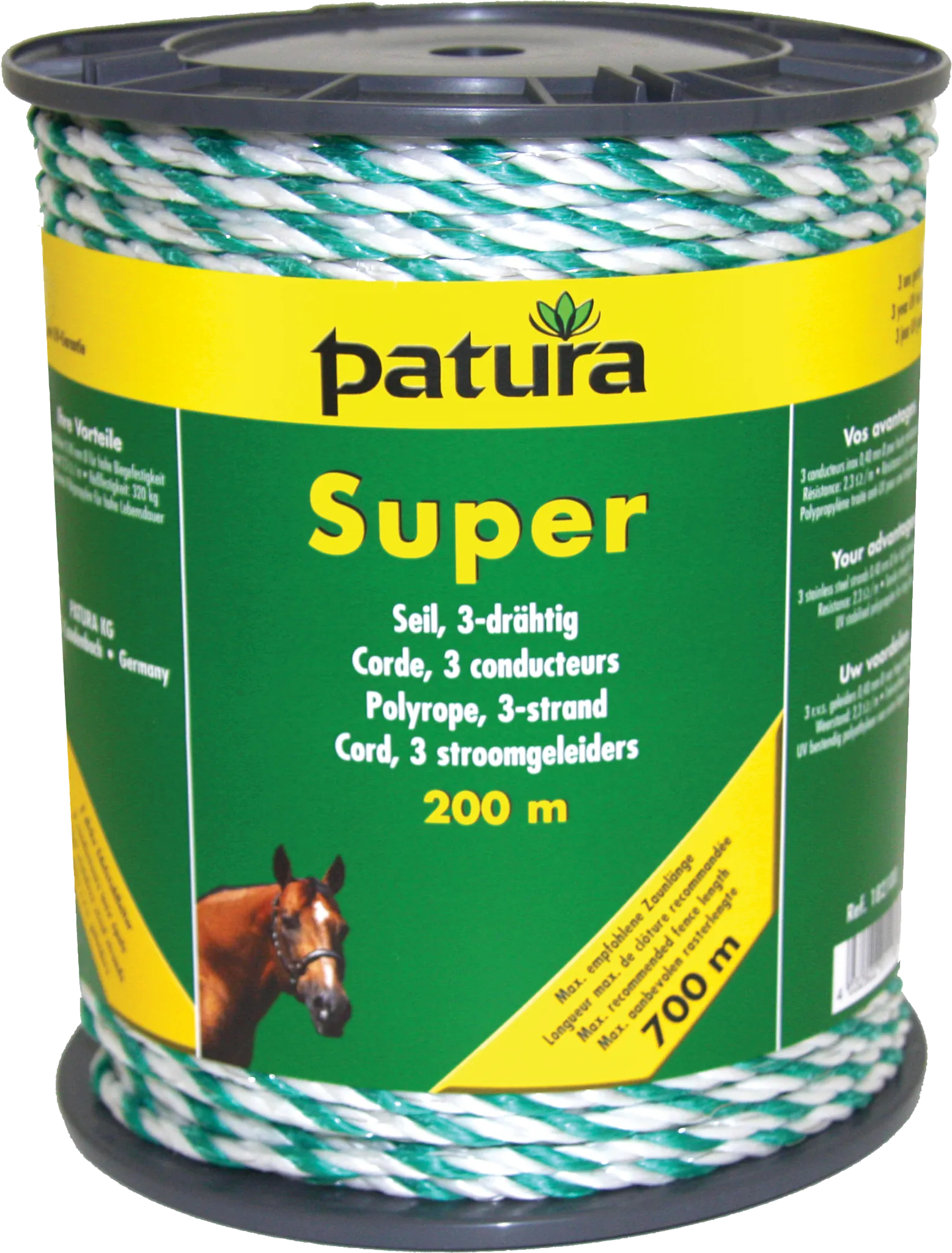 Super Seil, 200 m Rolle 3 Niro 0,40mm, weiss-grün