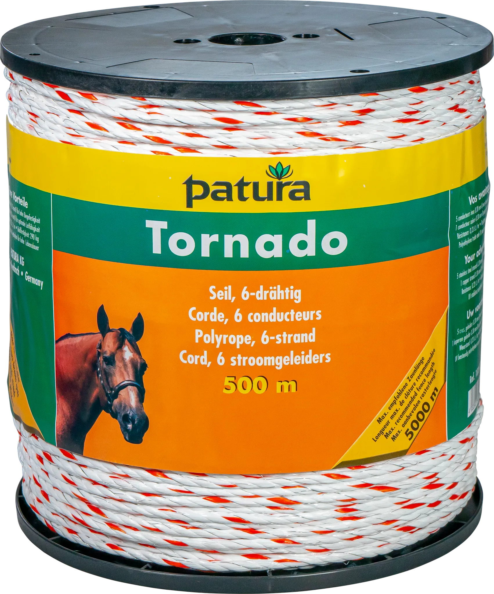Tornado Seil, 500 m Rolle, weiss-orange 5 Niro 0,20 mm, 1 Cu 0,30 mm