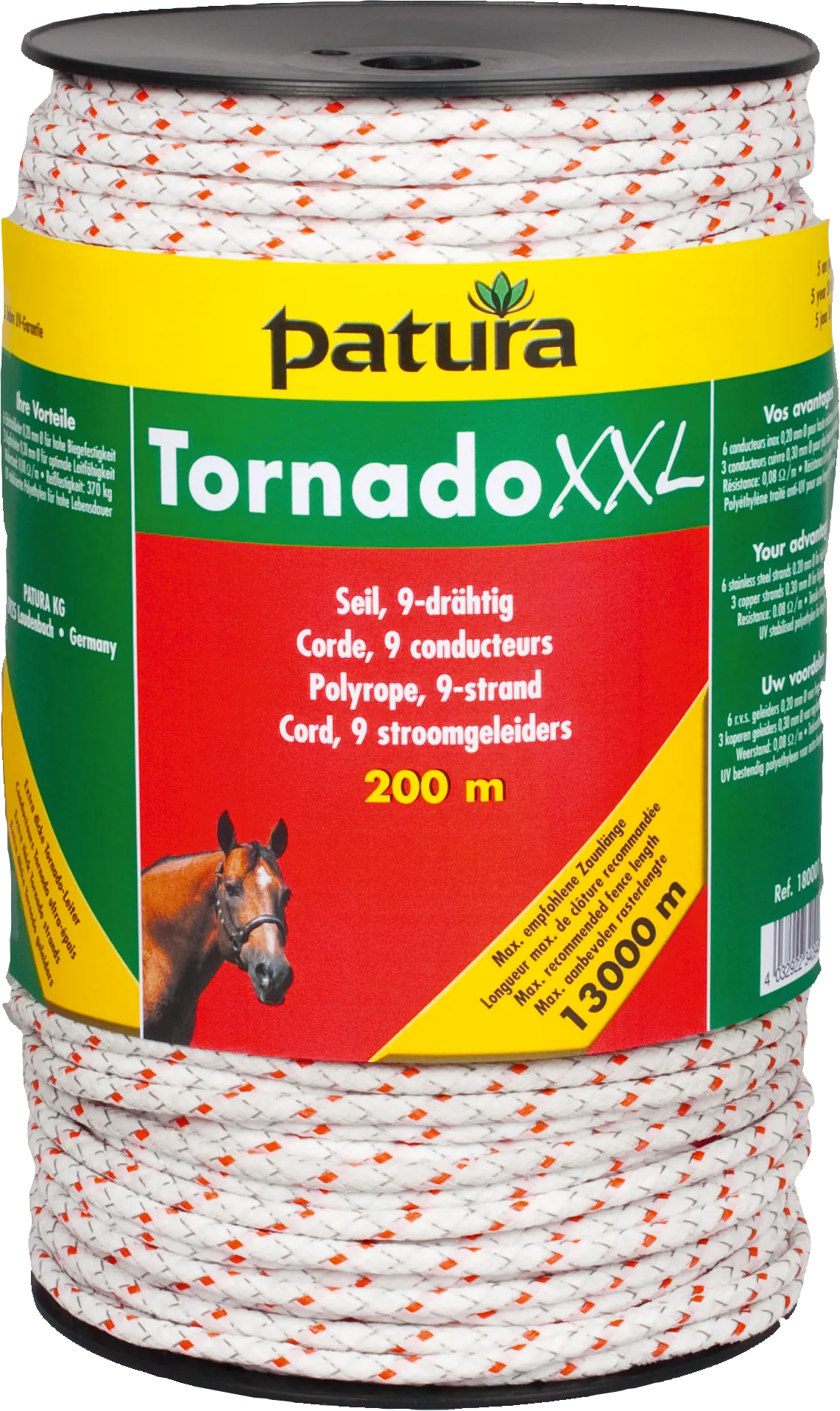 Tornado XXL Seil, 200 m Rolle, 6 Niro 0,20 mm, 3 Cu 0,30 mm, weiß-rot