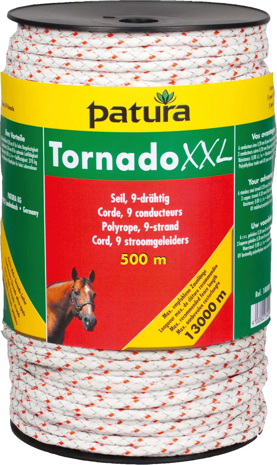 Tornado XXL Seil, 500 m Rolle, 6 Niro 0,20 mm, 3 Cu 0,30 mm, weiß-rot