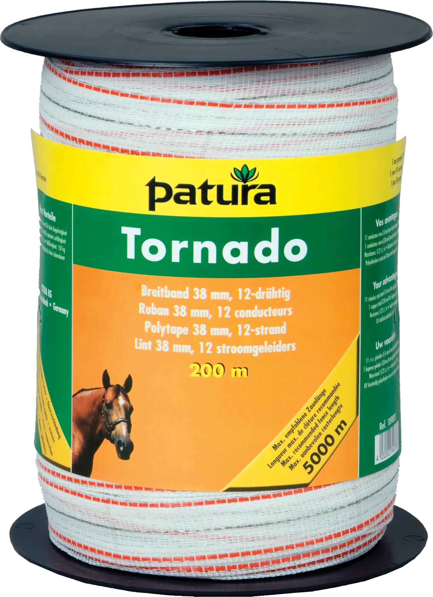 Tornado Breitband 12,5 mm, 200 m Rolle 4 Niro 0,20mm, 1 Cu 0,30mm, weiss-orange