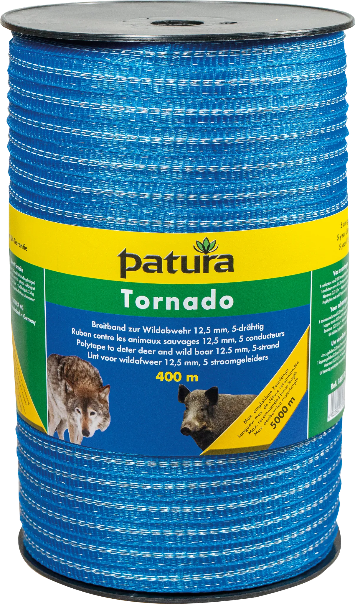 Tornado Breitband 12,5 mm, 400 m Rolle 4 Niro 0,20 mm, 1 Cu 0,30 mm, blau