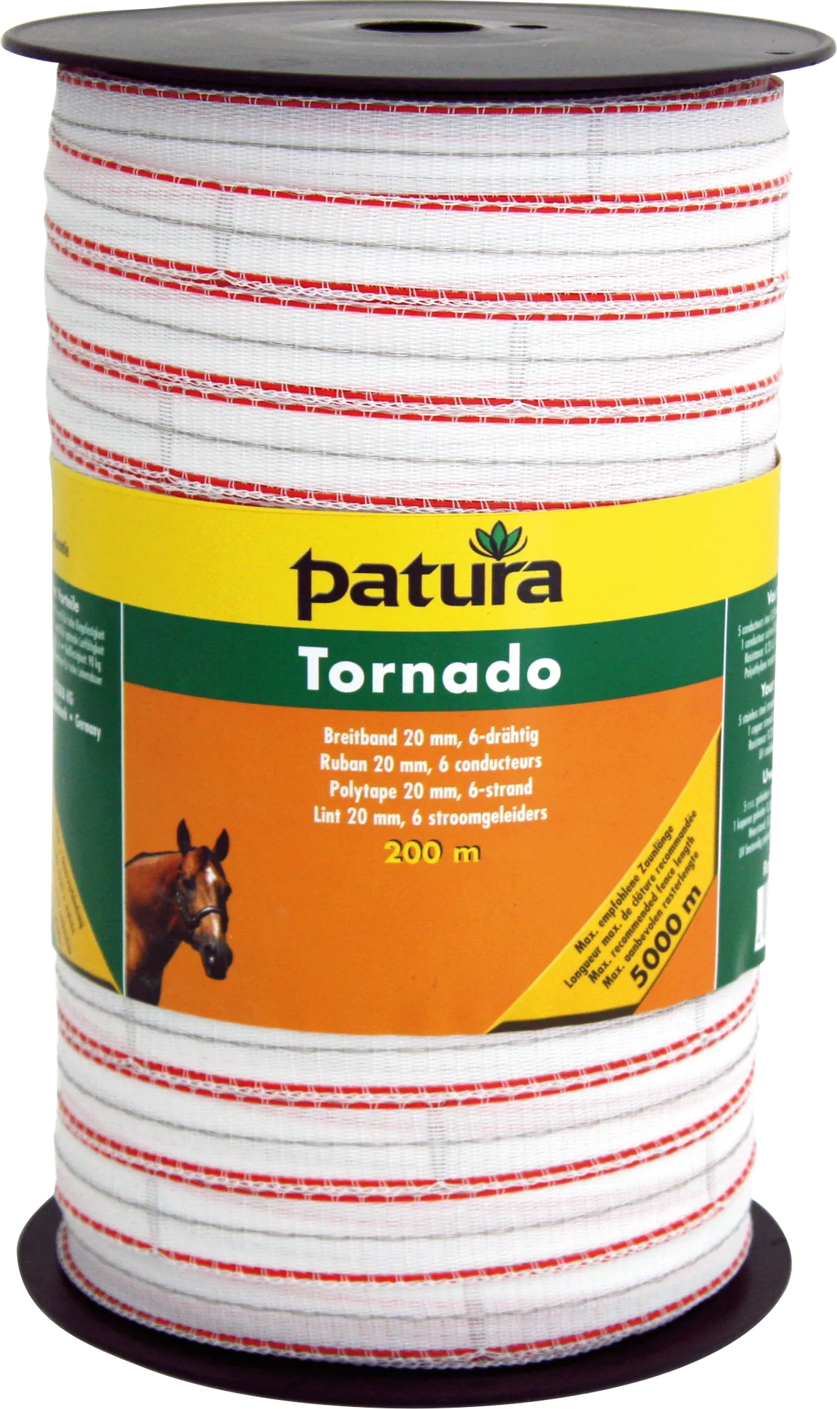 Tornado Breitband 20 mm, 200 m Rolle 5 Niro 0,20mm, 1 Cu 0,30mm, weiss-orange