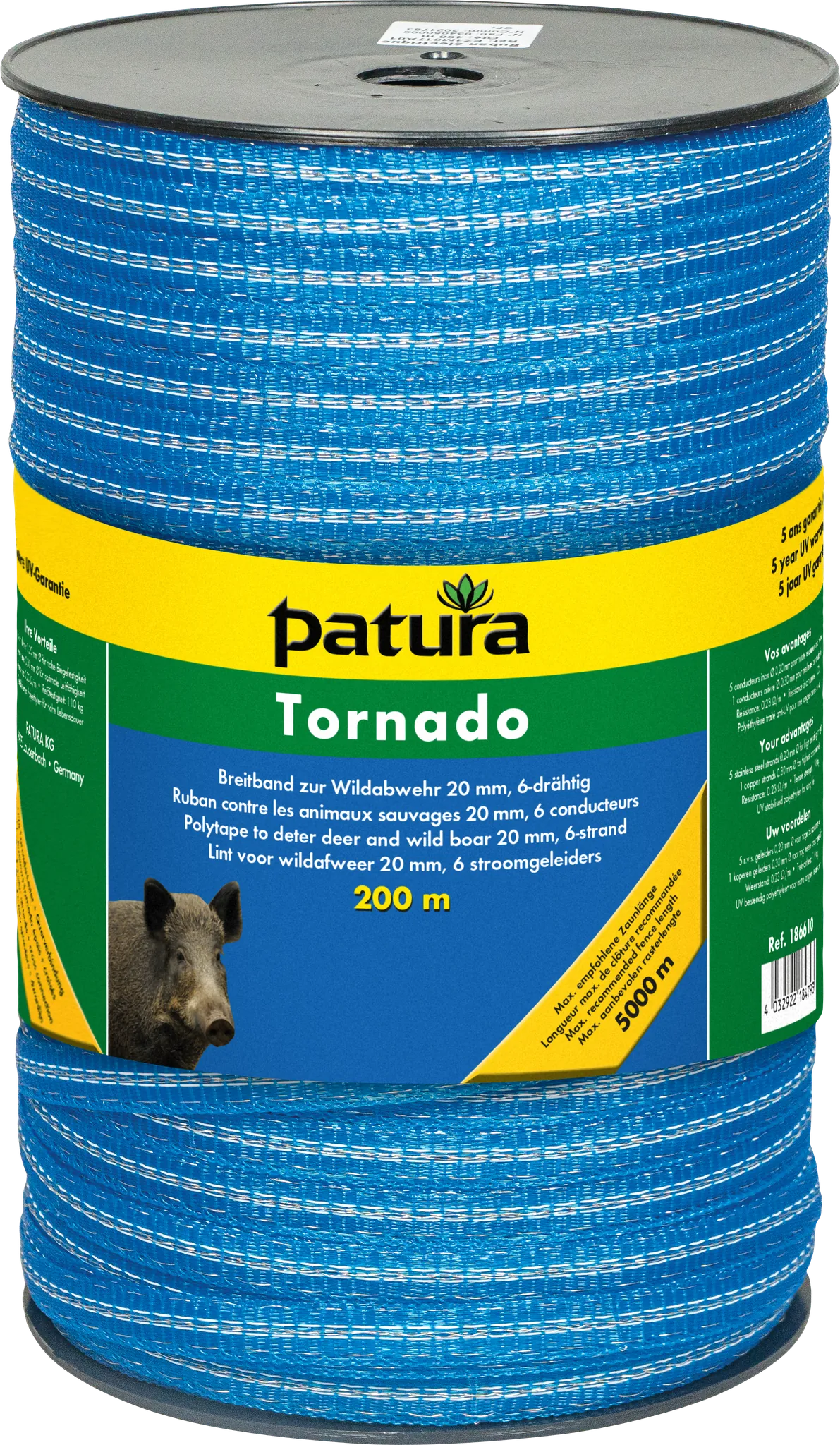 Tornado Breitband 20 mm, 200 m Rolle 5 Niro 0,20 mm, 1 CU 0,30 mm, blau