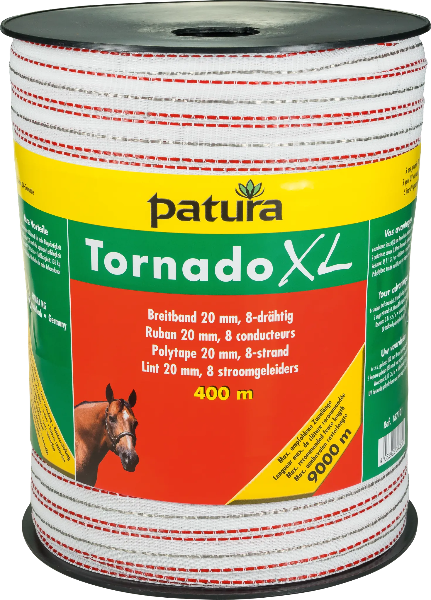 Tornado XL Breitband 20 mm, 400 m Rolle 6 Niro 0,20 mm, 2 Cu 0,30 mm, weiss-rot