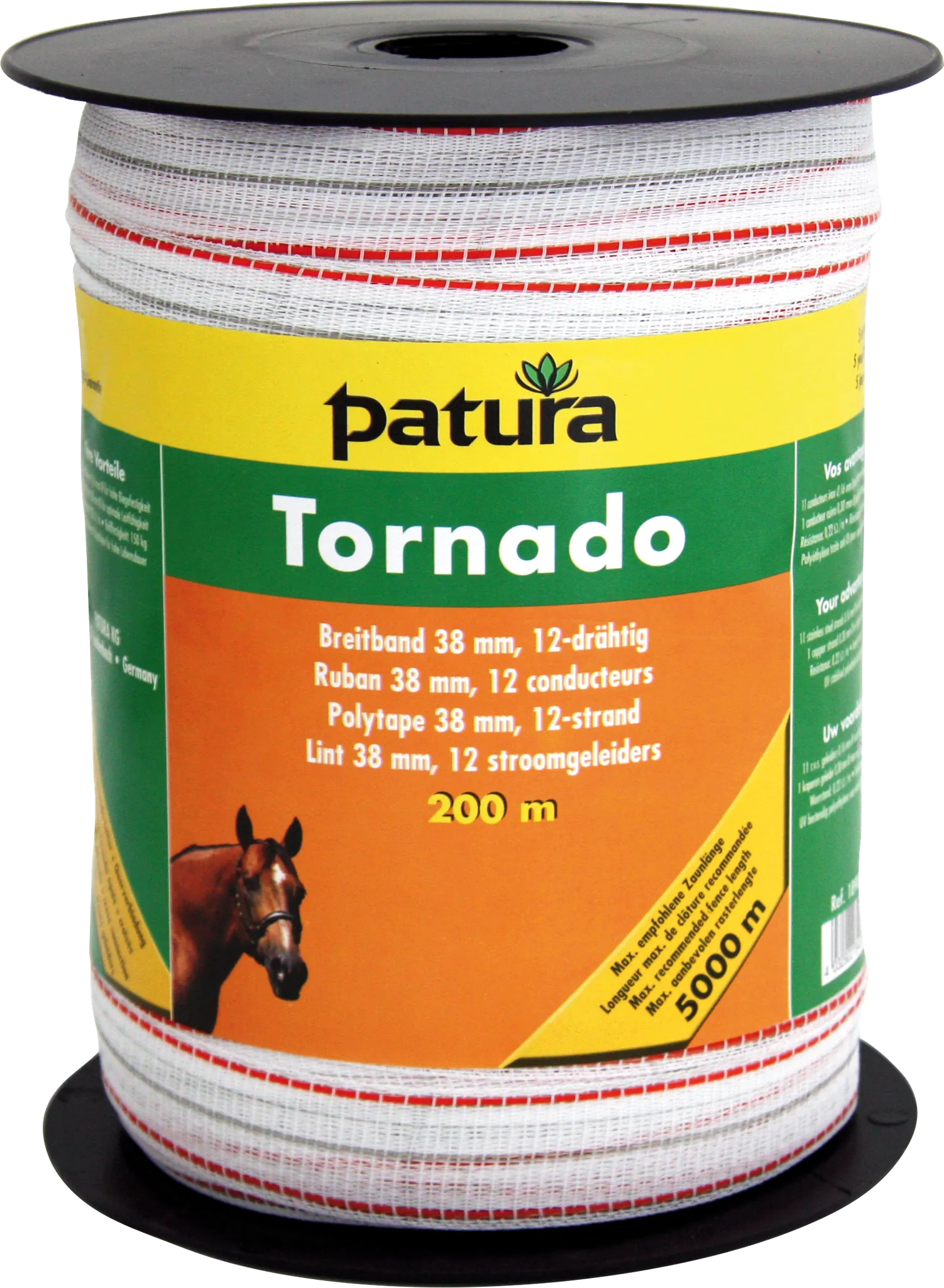 Tornado Breitband 38 mm, 200 m Rolle 11 Niro 0,16mm, 1 Cu 0,30mm, weiß-orange