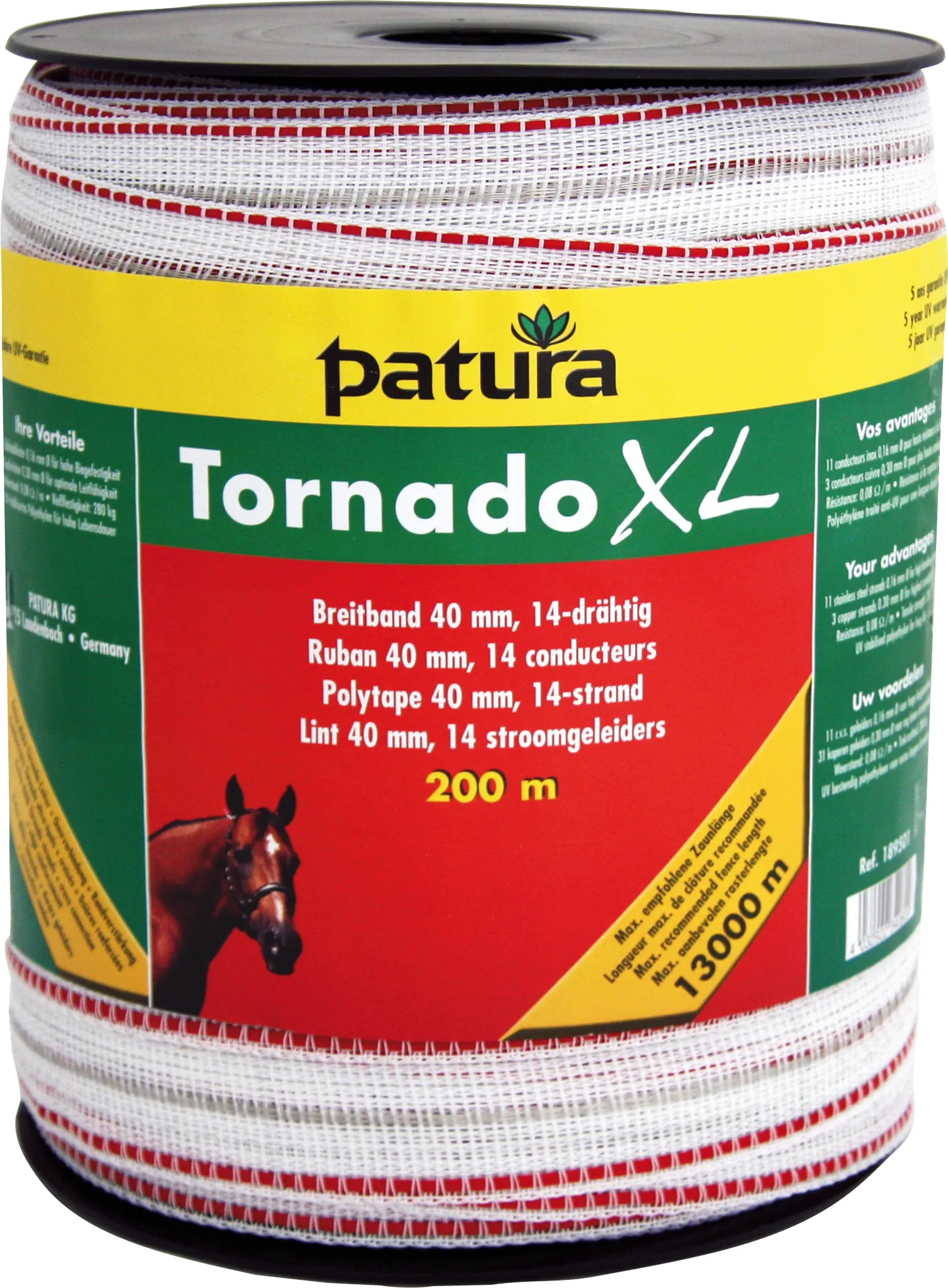 Tornado XL Breitband 40 mm, 200 m Rolle 11 Niro 0,16mm, 3 Cu 0,30mm, weiss-rot