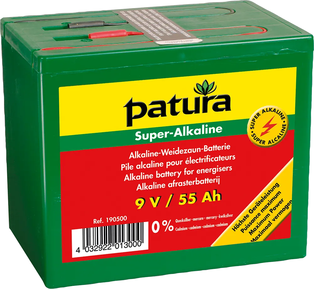 Super-Alkaline Weidezaun-Batterie 9 V / 55 Ah