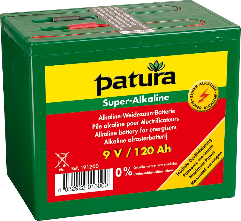 Super-Alkaline Weidezaun-Batterie 9 V / 120 Ah