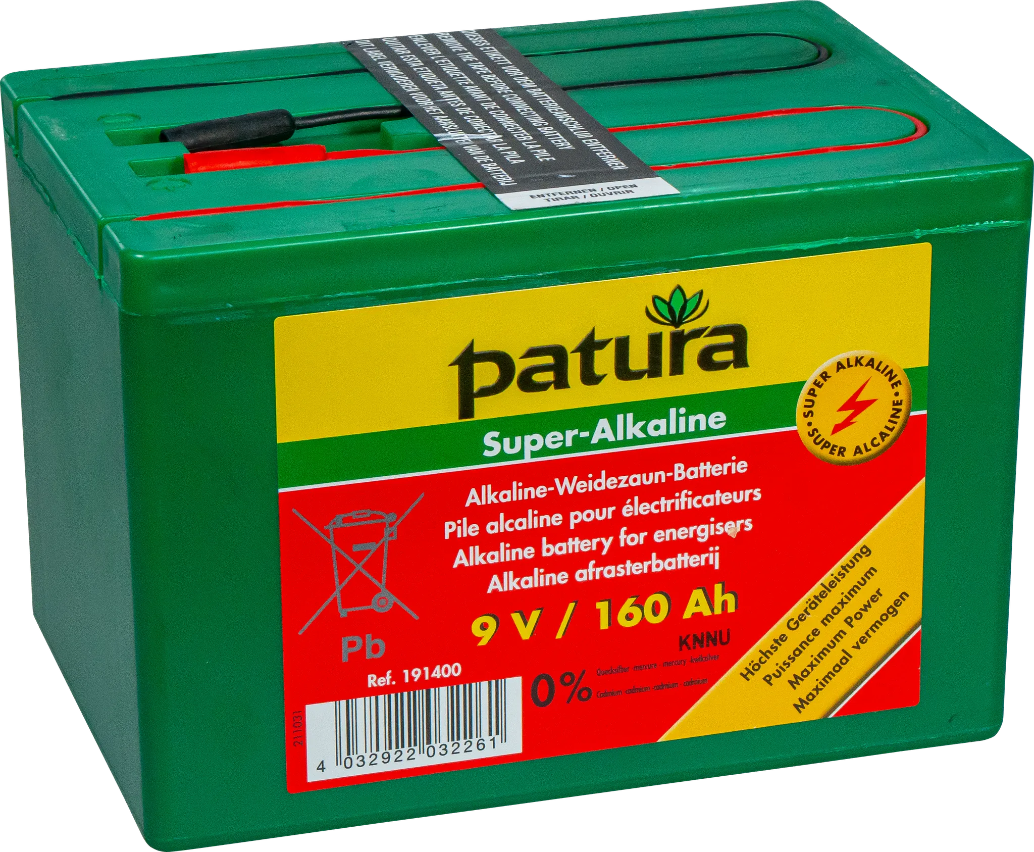 Super-Alkaline Weidezaun-Batterie 9 V / 160 Ah, kleines Gehäuse