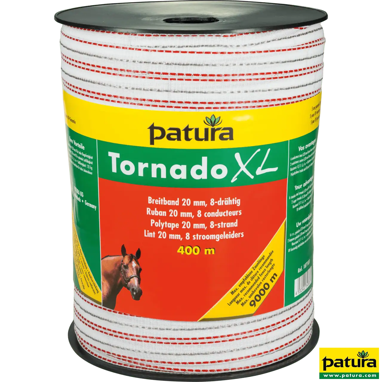Tornado XL Breitband 20 mm, 400 m Rolle 6 Niro 0,20 mm, 2 Cu 0,30 mm, weiss-rot