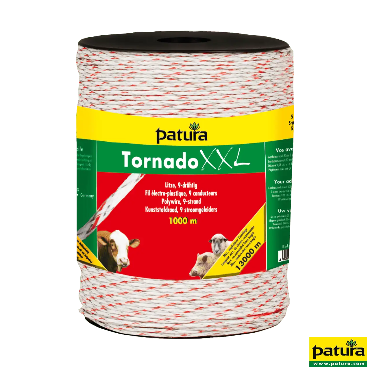 Tornado XXL Litze, 1000 m Rolle geflochtene Litze, weiss-rot