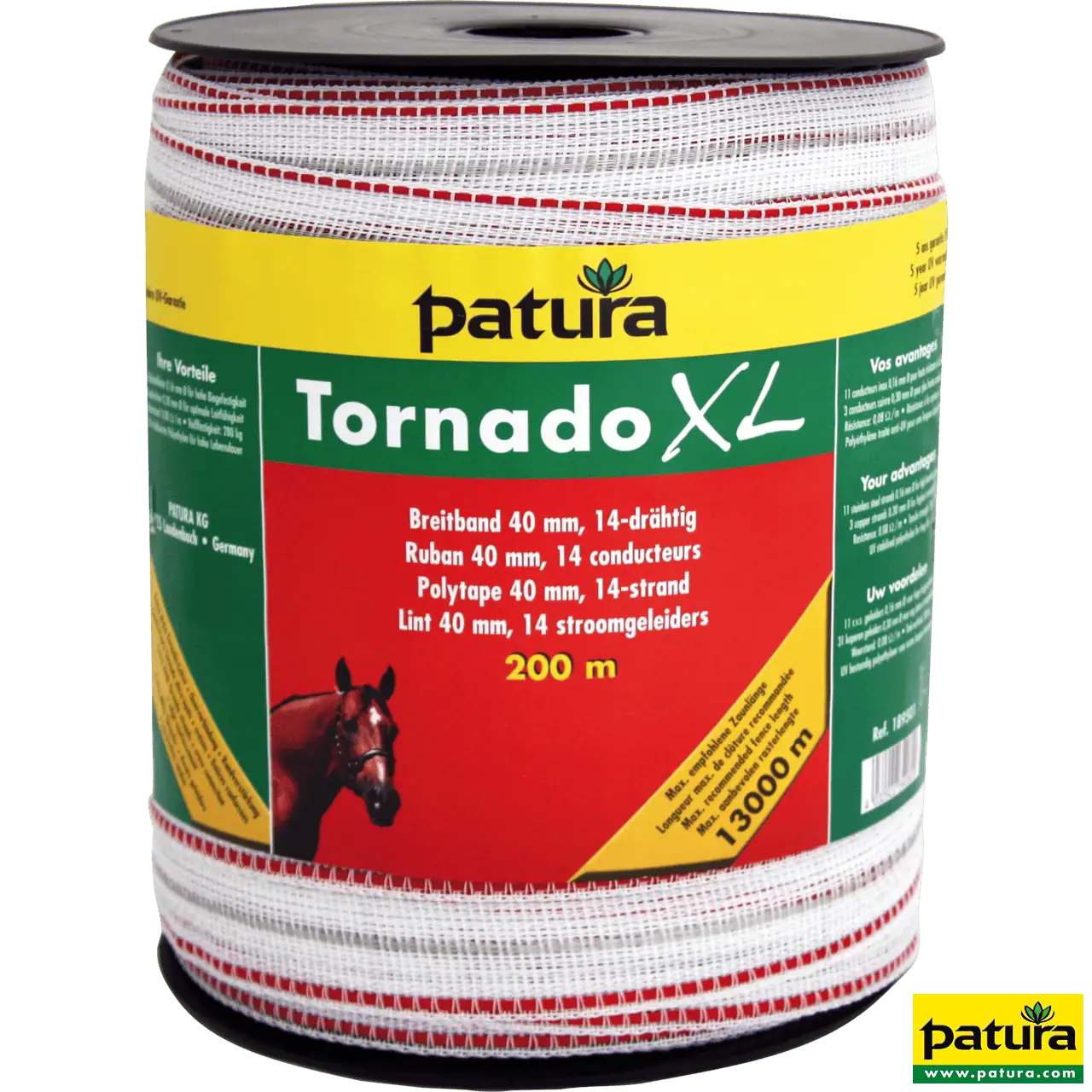 Tornado XL Breitband 40 mm, 200 m Rolle 11 Niro 0,16mm, 3 Cu 0,30mm, weiss-rot