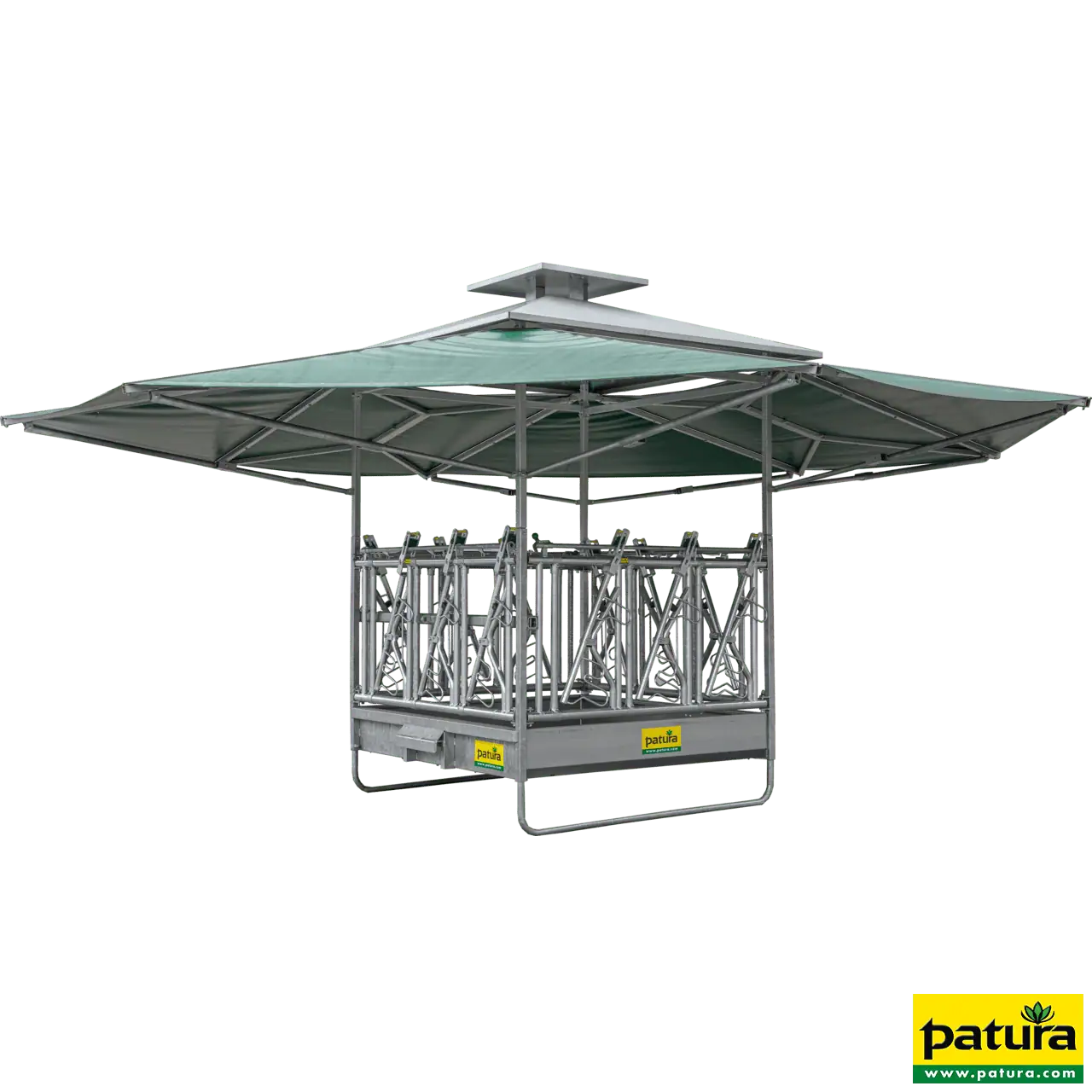 Klima-Raufe, Sicherheits-Fangfressgitter, Dachfläche 36 m², Einfahrhöhe 2,50 m, für Rinder und Pferde