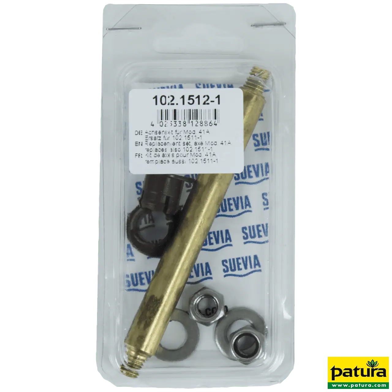 Achsenset für Zungenventil-Becken 41A, Achse Ø 12 mm, 2 Scheiben, Muttern