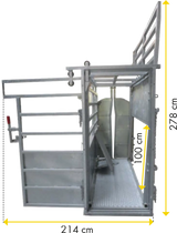 Betäubungsbox mit aufziehbarer Seite