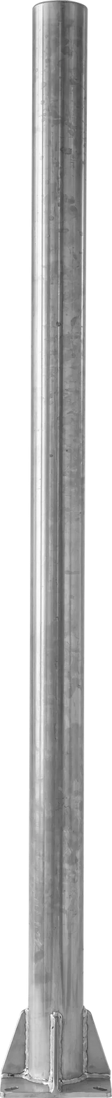 Pfosten d=102 x 4 mm, L= 1,95 m, mit Bodenplatte, Edelstahl
