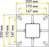 Pfosten Quadrat 90 mm, L= 1,65 m, mit Bodenplatte