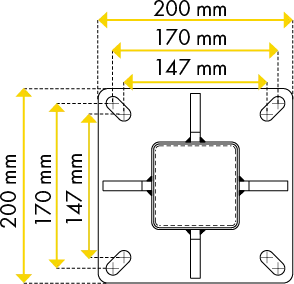 Pfosten Quadrat 90 mm, L= 2,13 m, mit Bodenplatte